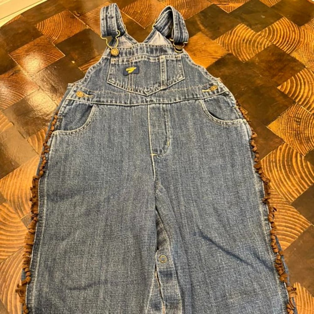 Vintage OSHKOSH B'GOSH Cowboy Fringe Overalls Boys Sz 24m 24 months